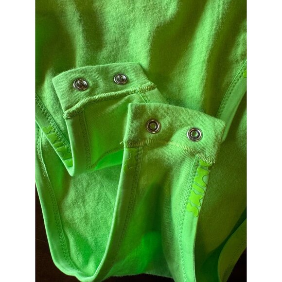 Skims Bodysuit Women Small Neon Green Cotton Logo Snap Close Sexy Colorful - Picture 15 of 15